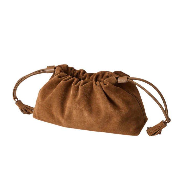 Small Suede Veronica Beard Stash Bag-Acorn