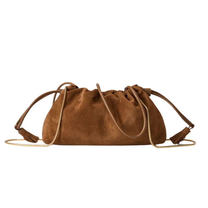 Small Suede Veronica Beard Stash Bag-Acorn
