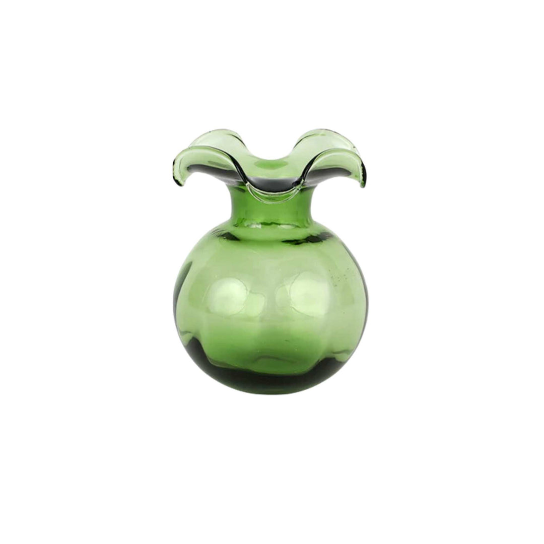Hibiscus Glass Dark Green Medium Fluted Vase