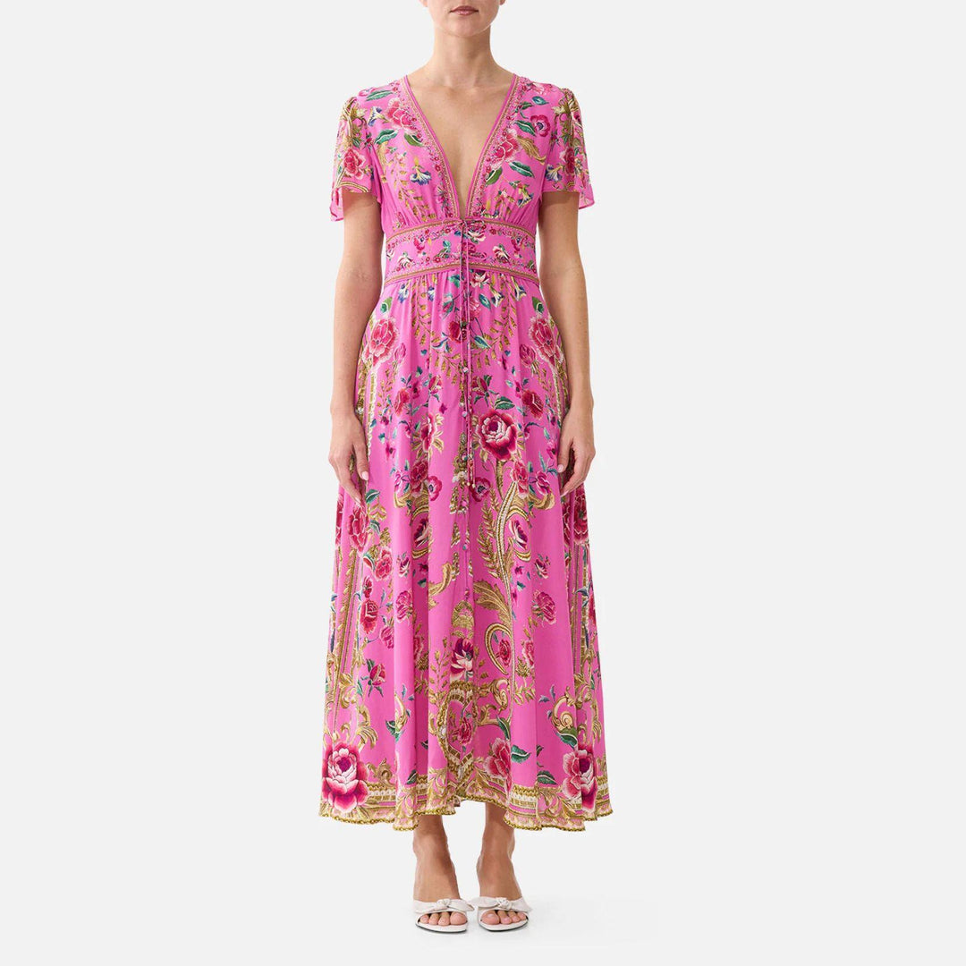 Matadora Flora Tie Front Midi Dress