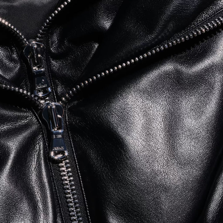 Vail Faux Leather Puffer in Black