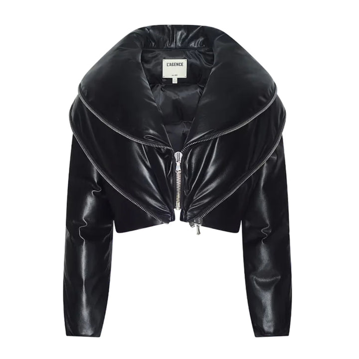 Vail Faux Leather Puffer in Black