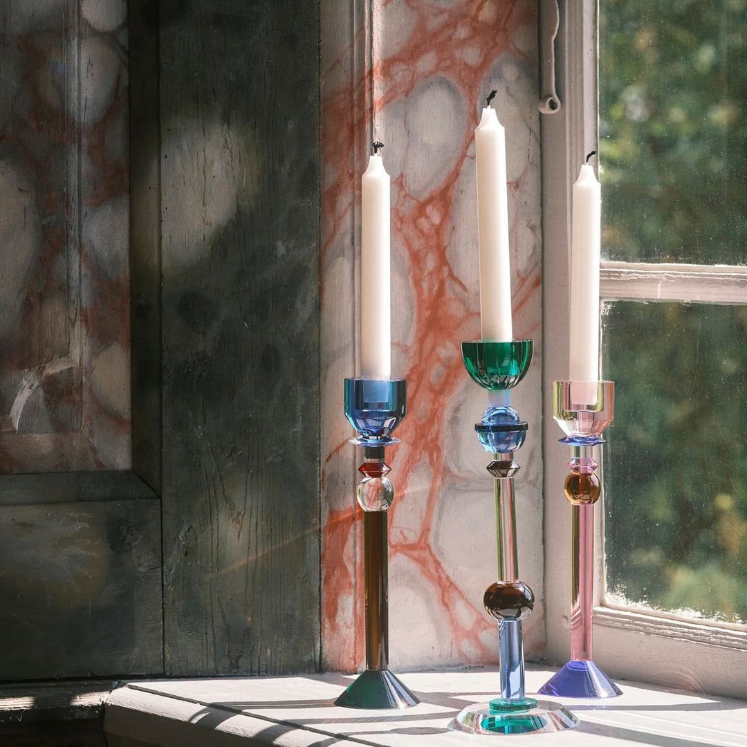 Valentin Candle Holder - Teal/Pale Rose/Blue/Slate/Brown