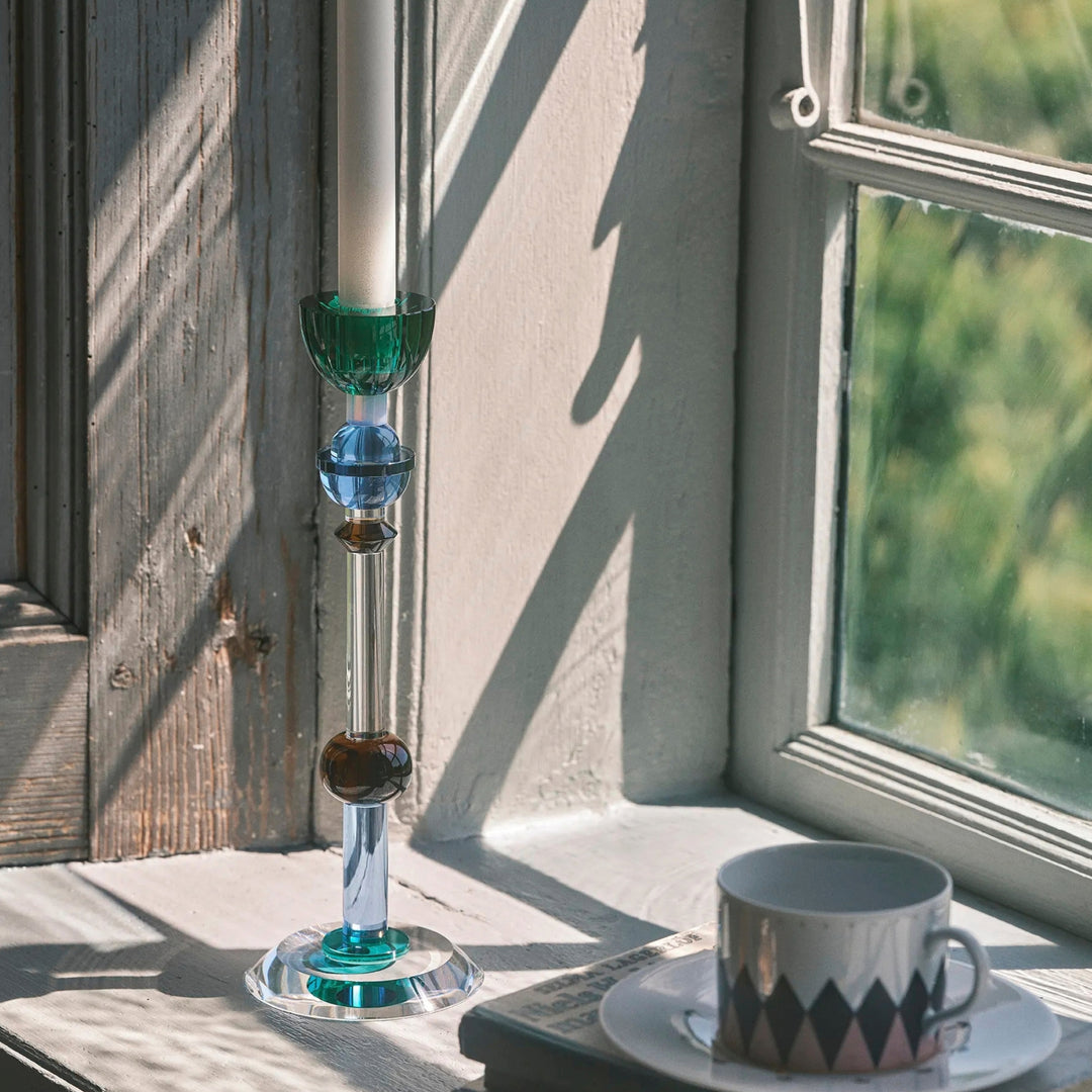 Valentin Candle Holder - Teal/Pale Rose/Blue/Slate/Brown