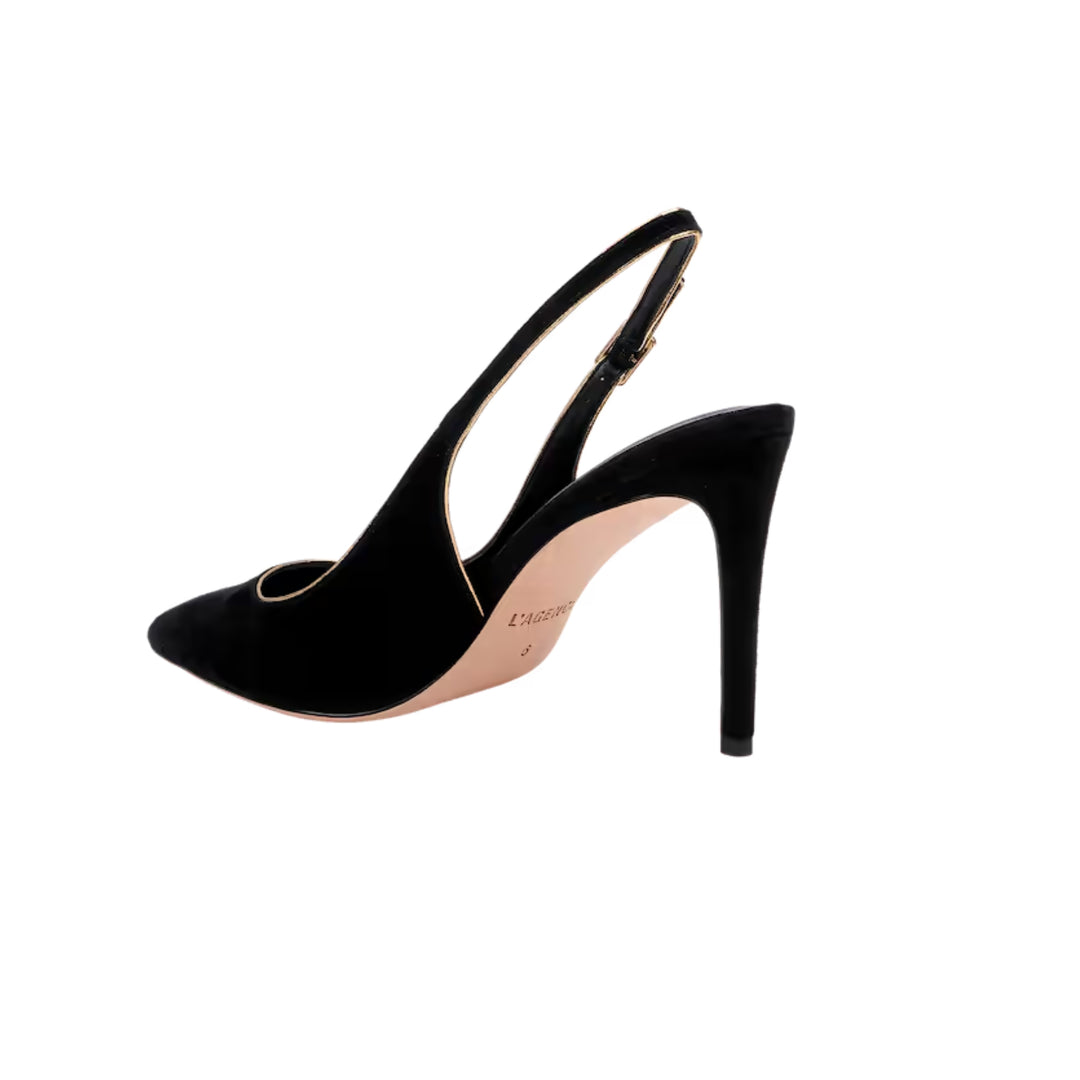 Vichy II Slingback in Black Suede