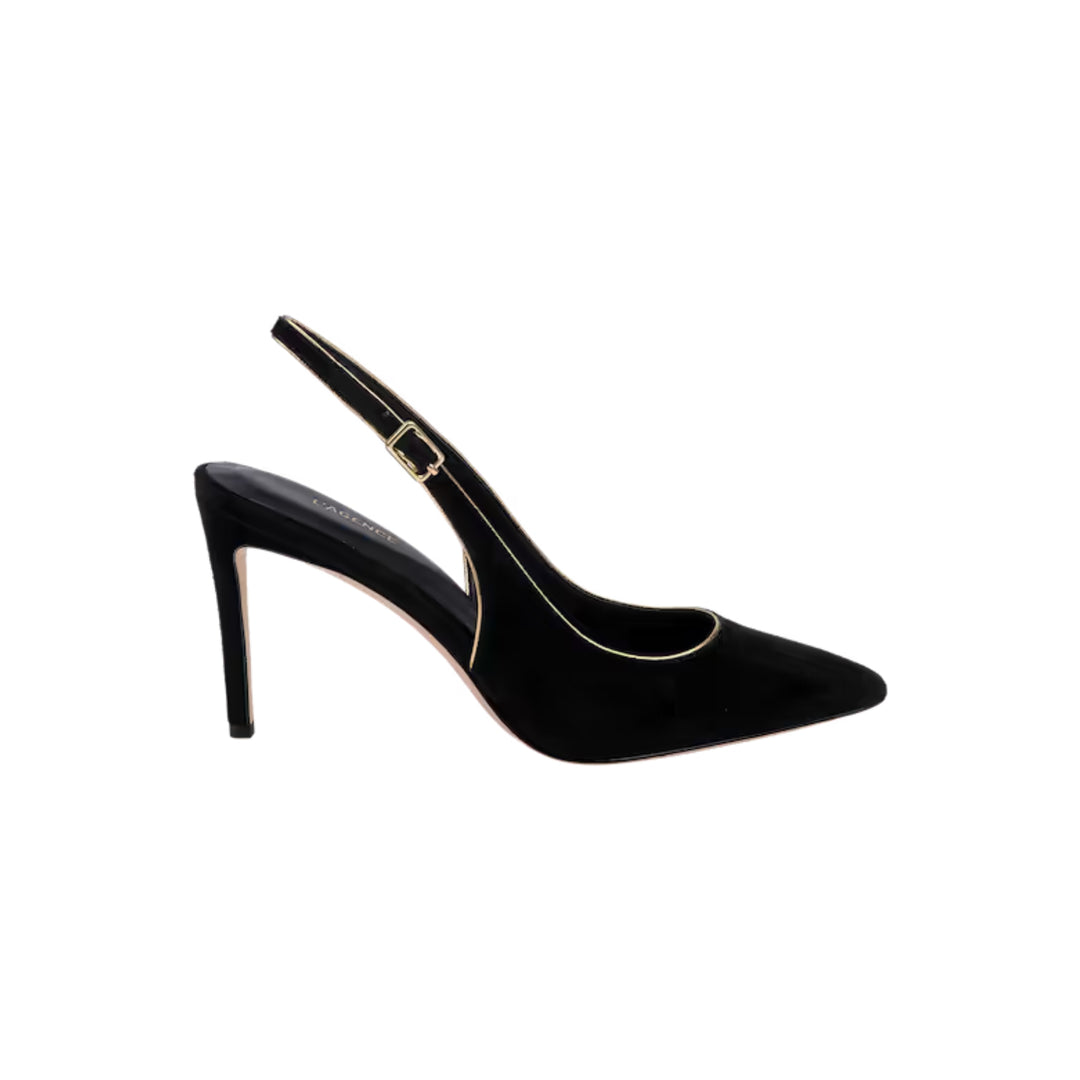 Vichy II Slingback in Black Suede
