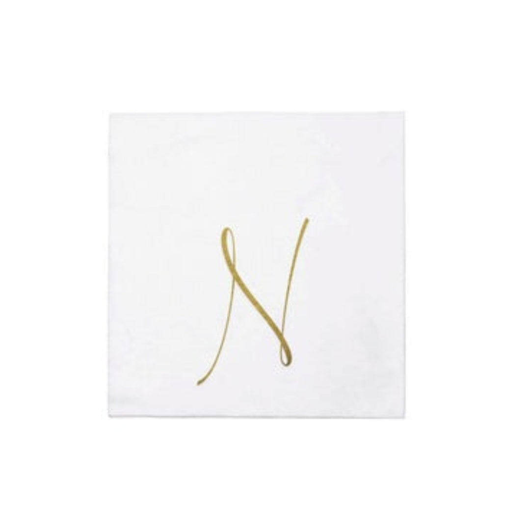 Vietri Inc Papersoft Napkins Gold Monogram N Cocktail (Pack of 20)