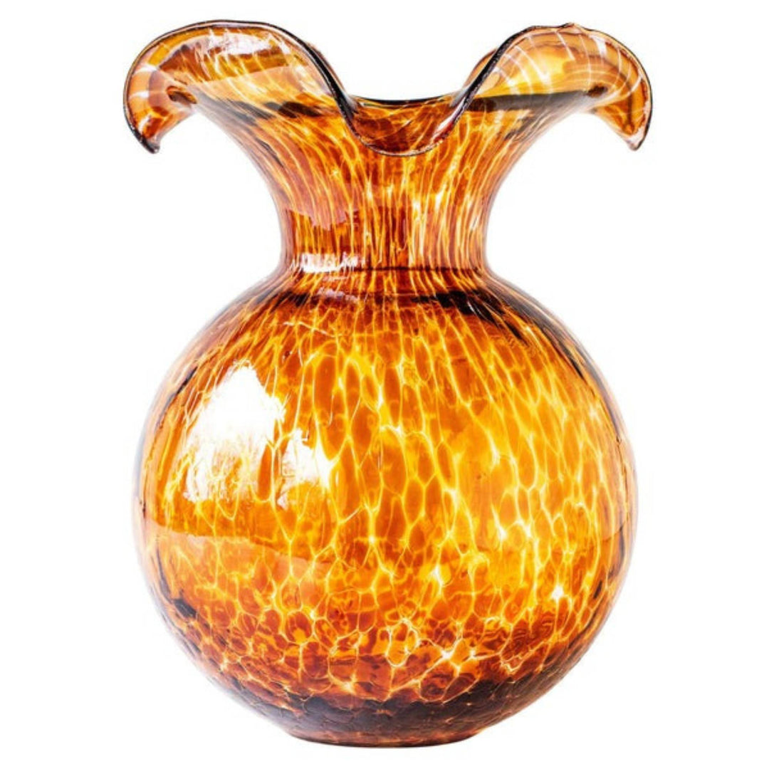 Hibiscus Glass Tortoiseshell Large Fluted Vase