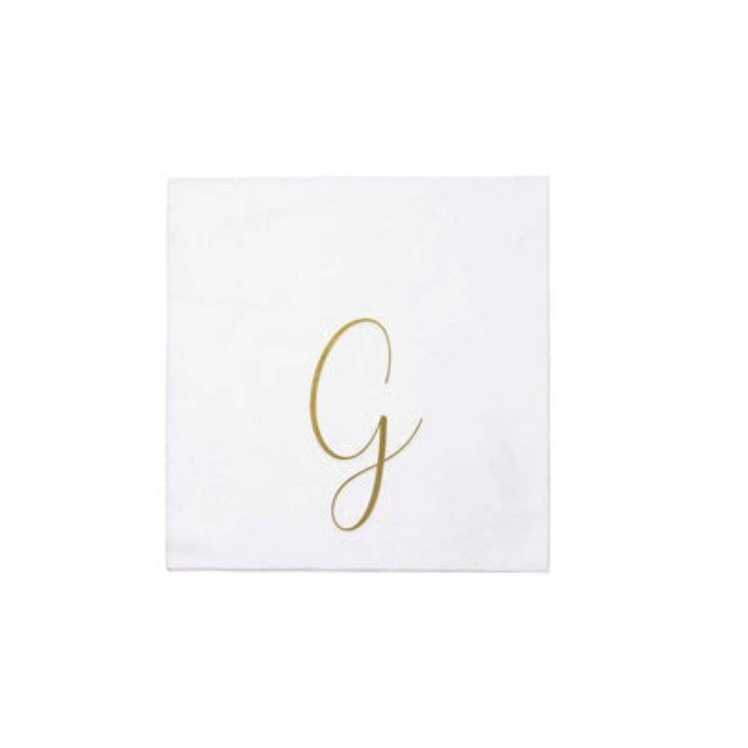 Papersoft Napkins Gold Monogram G Cocktail (Pack of 20)