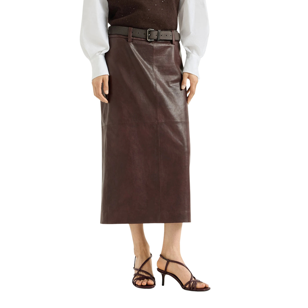 WAXED LEATHER PENCIL SKIRT
