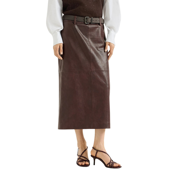 WAXED LEATHER PENCIL SKIRT