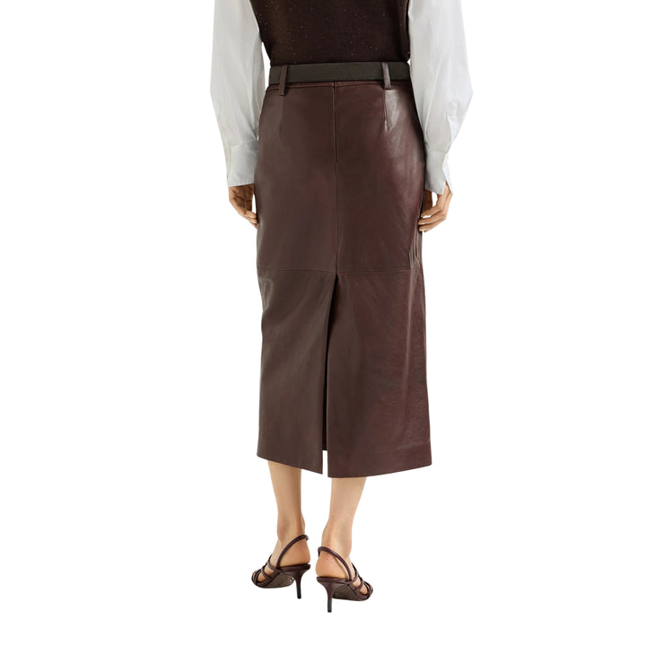 WAXED LEATHER PENCIL SKIRT