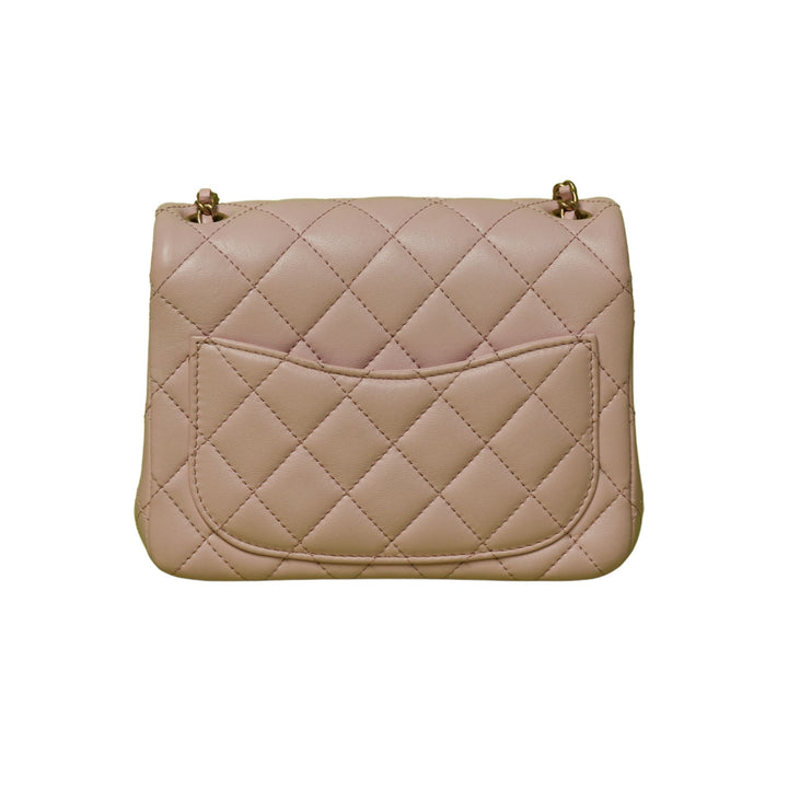 CHANEL PINK LAMBSKIN PEARL CRUSH SQUARE FLAP MINI