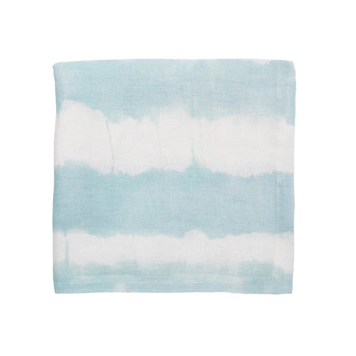 Watercolor Striped Napkin - White/Seafoam
