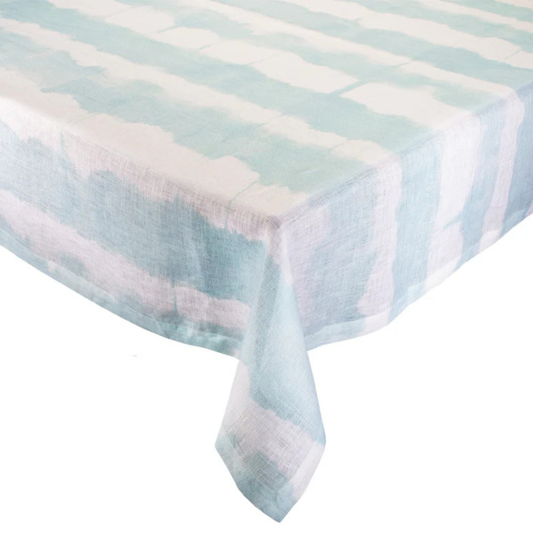 Watercolor Striped Napkin - White/Seafoam