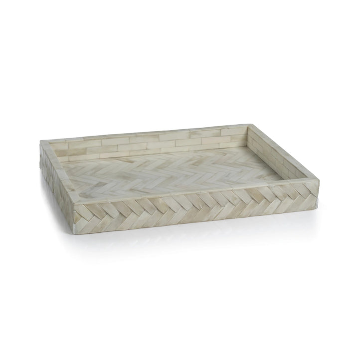White Bone Braided Tray 16.65" 12.65" x 2.12"
