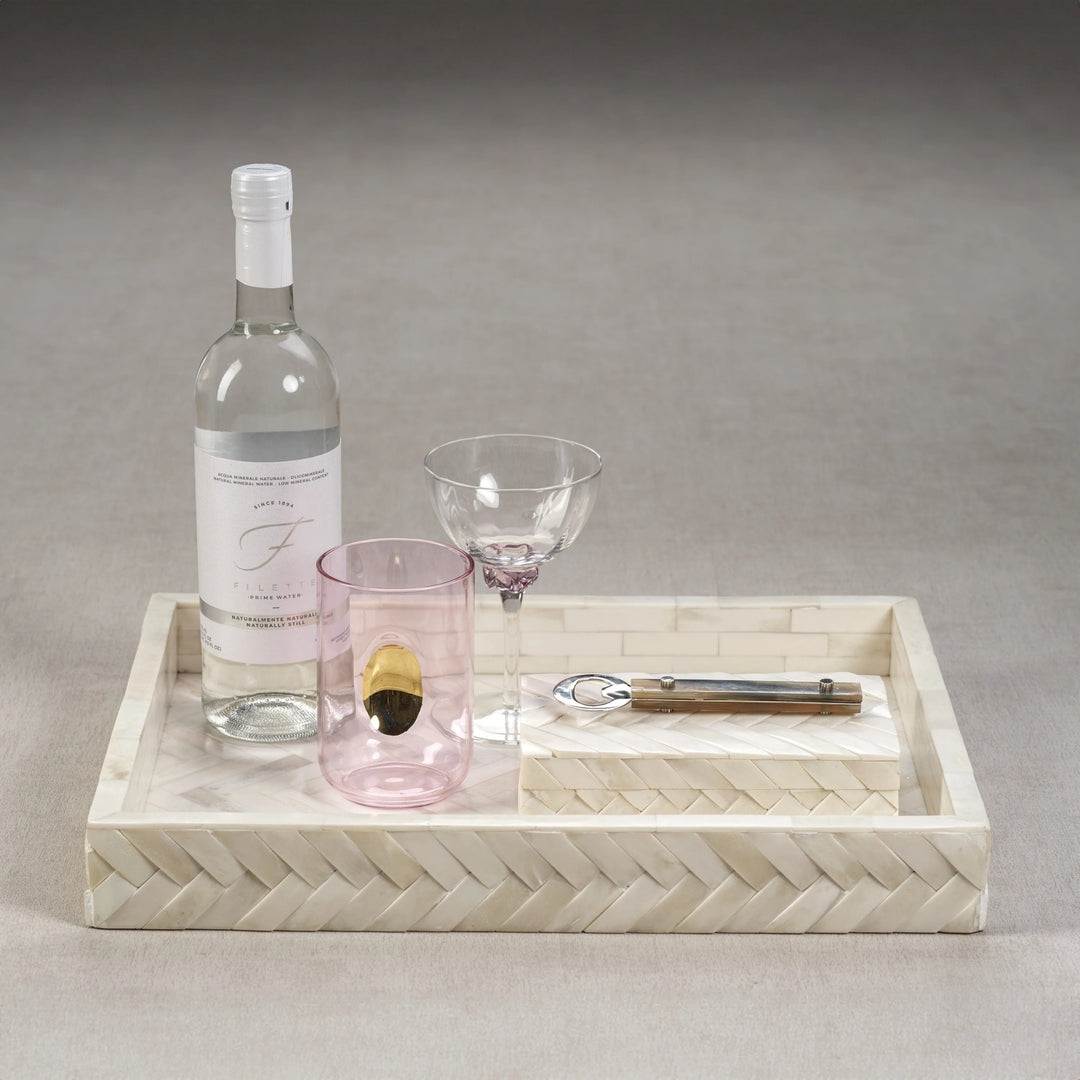 White Bone Braided Tray 16.65" 12.65" x 2.12"