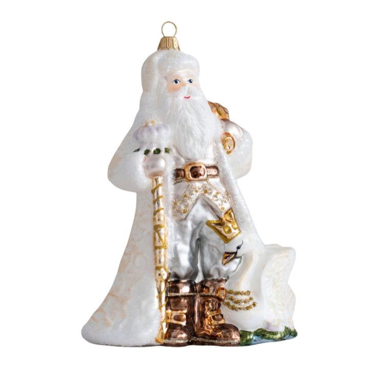 White Swan Santa Ornament