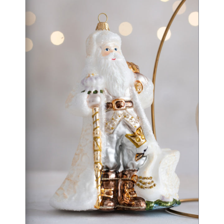 White Swan Santa Ornament