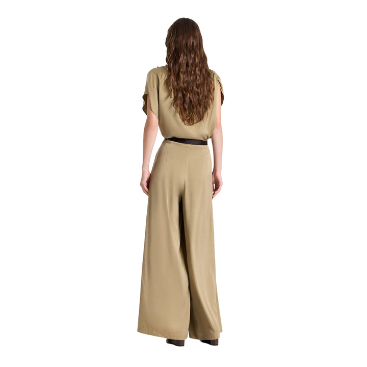 Wish You Would Silk Charmeuse Top in Kelp