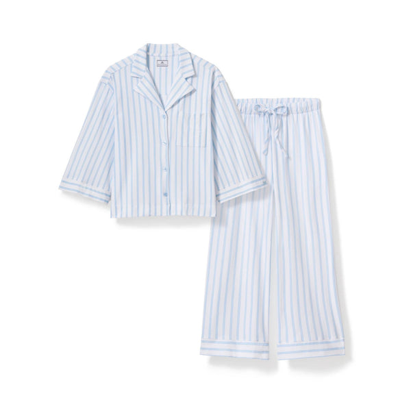 Women's Olivia Wide Leg Pajama Set in Periwinkle Stripe