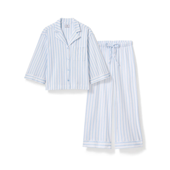 Women's Olivia Wide Leg Pajama Set in Periwinkle Stripe