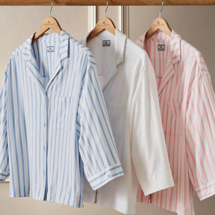 Women's Olivia Wide Leg Pajama Set in Periwinkle Stripe
