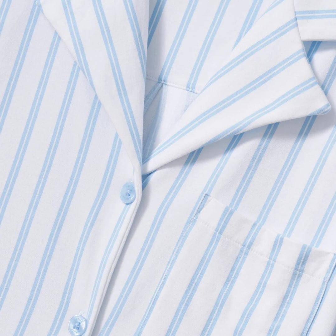 Women's Olivia Wide Leg Pajama Set in Periwinkle Stripe