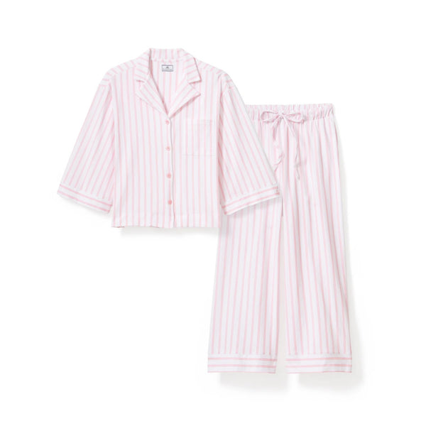 Women's Olivia Wide Leg Pajama Set in Pink Stripe