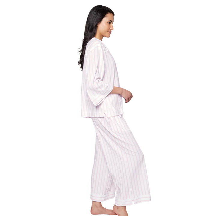 Women's Olivia Wide Leg Pajama Set in Pink Stripe