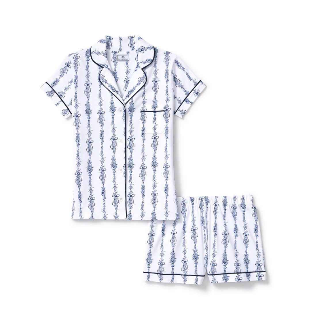 Women's Pima Shortie Short Set in Navy Mayfair Toile