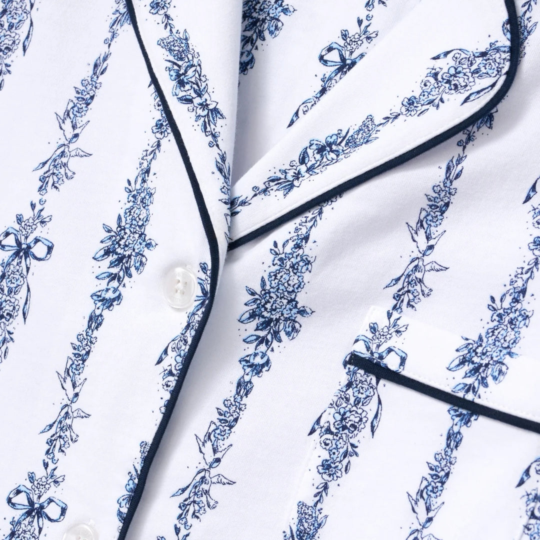 Women's Pima Shortie Short Set in Navy Mayfair Toile