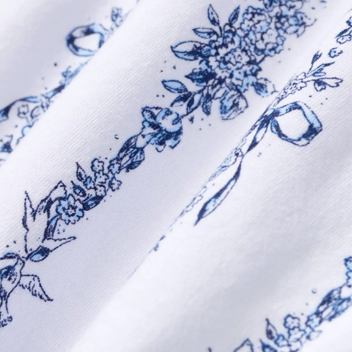 Women's Pima Shortie Short Set in Navy Mayfair Toile