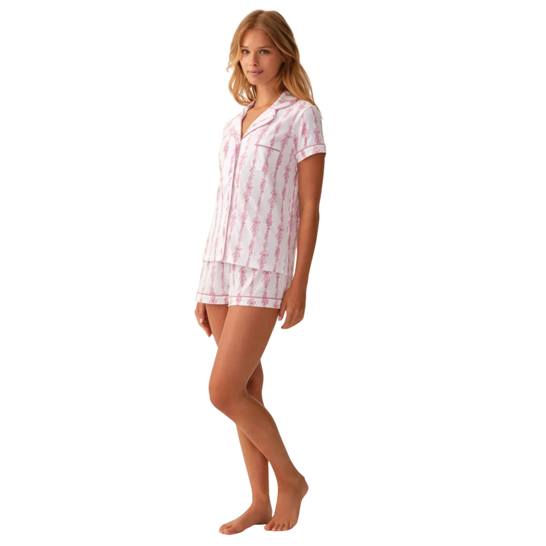 Women's Pima Shortie Short Set in Pink Mayfair Toile