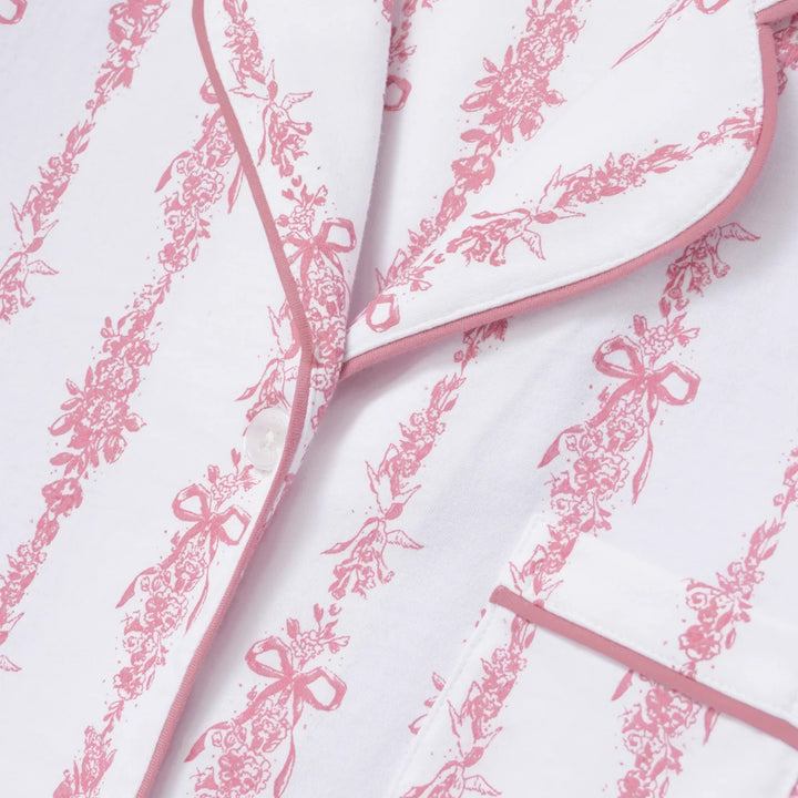 Women's Pima Shortie Short Set in Pink Mayfair Toile