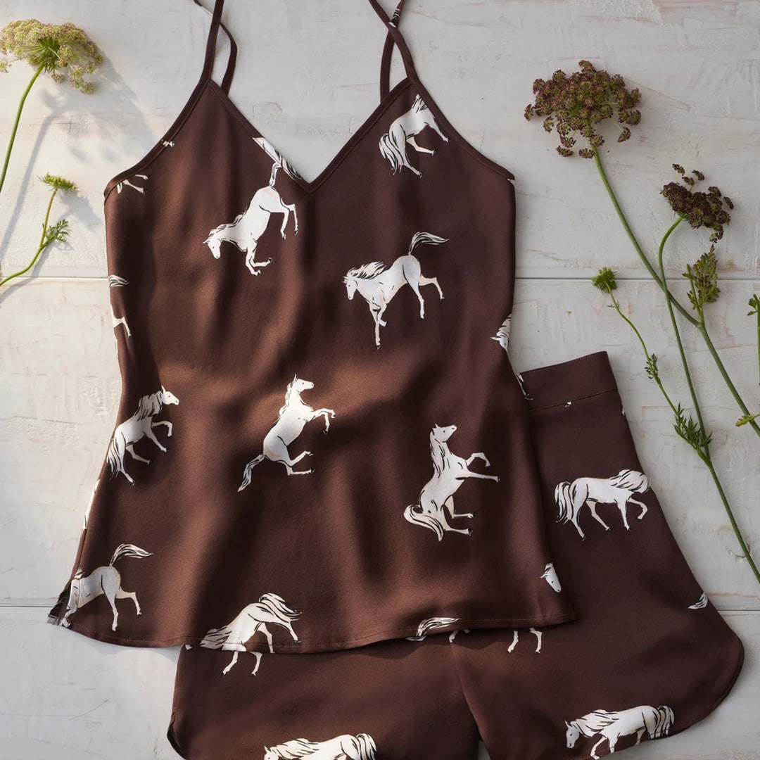 Women's Silk Cami Short Set in Highgrove Equestrian