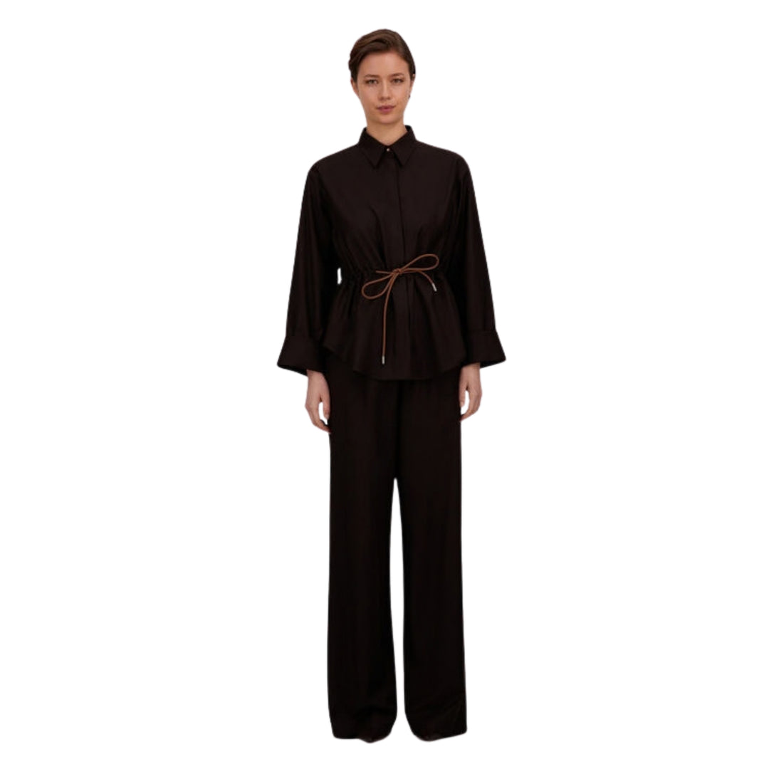 Wool Flannel Trouser in Dark Chocolate