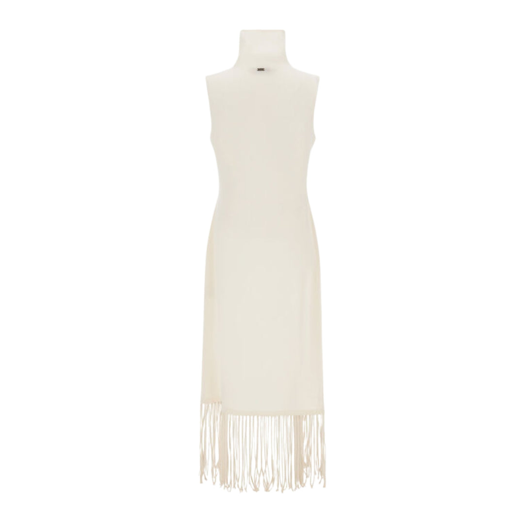 Wool and Cashmere Stocking-Stitch Dress in Milk White