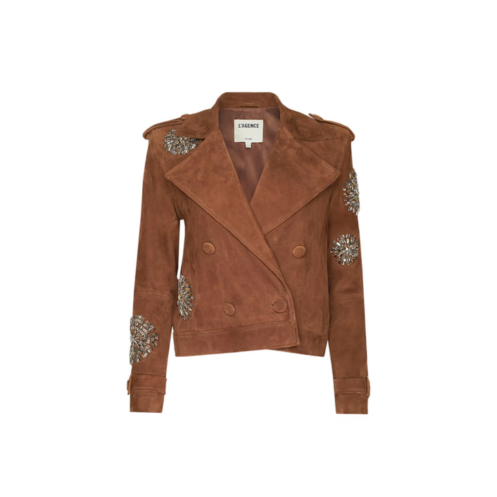 Xoey Crystal Cropped Trench in Walnut