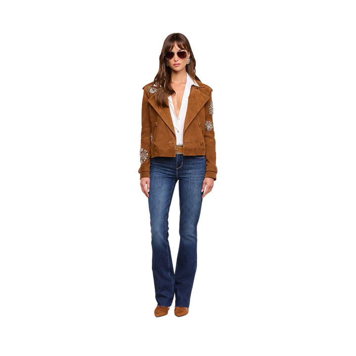 Xoey Crystal Cropped Trench in Walnut