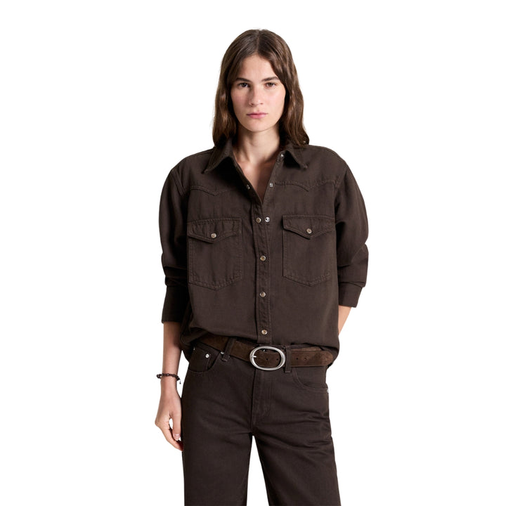 Yellowstone Japanese Denim Shirt in Chocolate