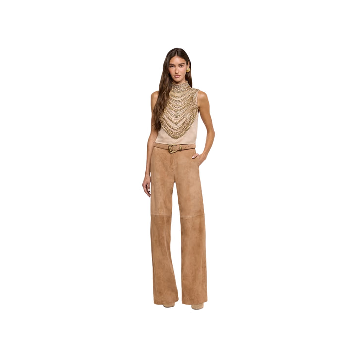 Yun Draped Crystal Tank in Almond and Multi Crystal