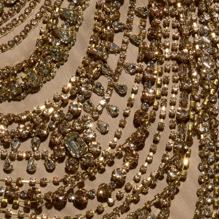 Yun Draped Crystal Tank in Almond and Multi Crystal