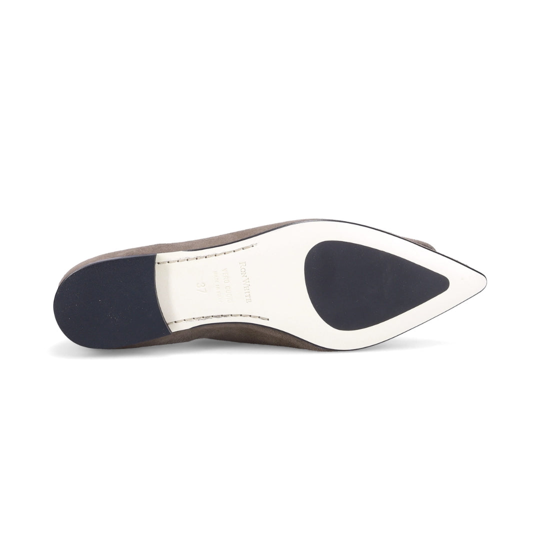 Yuna Suede Flat in Taupe