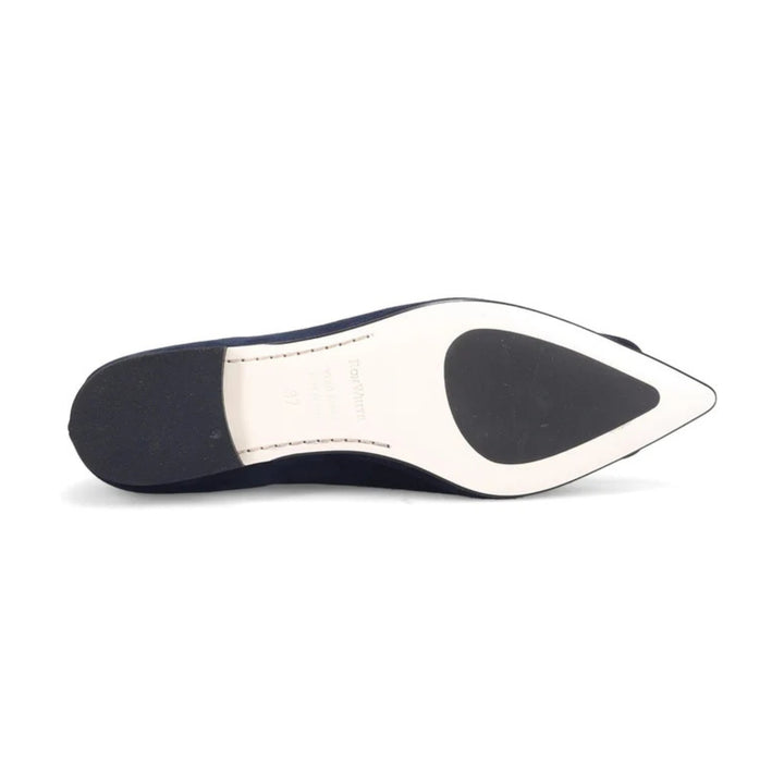 Yuna Suede Flat in French Navy