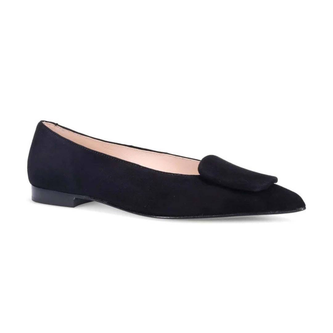 Yuna Suede Flat in Onyx