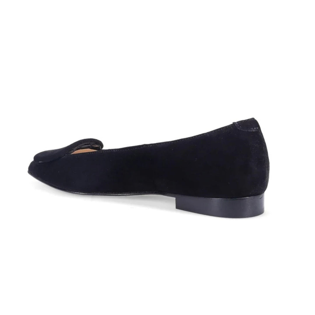 Yuna Suede Flat in Onyx