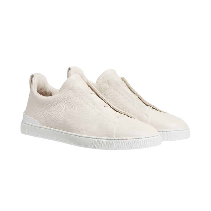 Triple Stitch Low Top Sneaker - White Deerskin