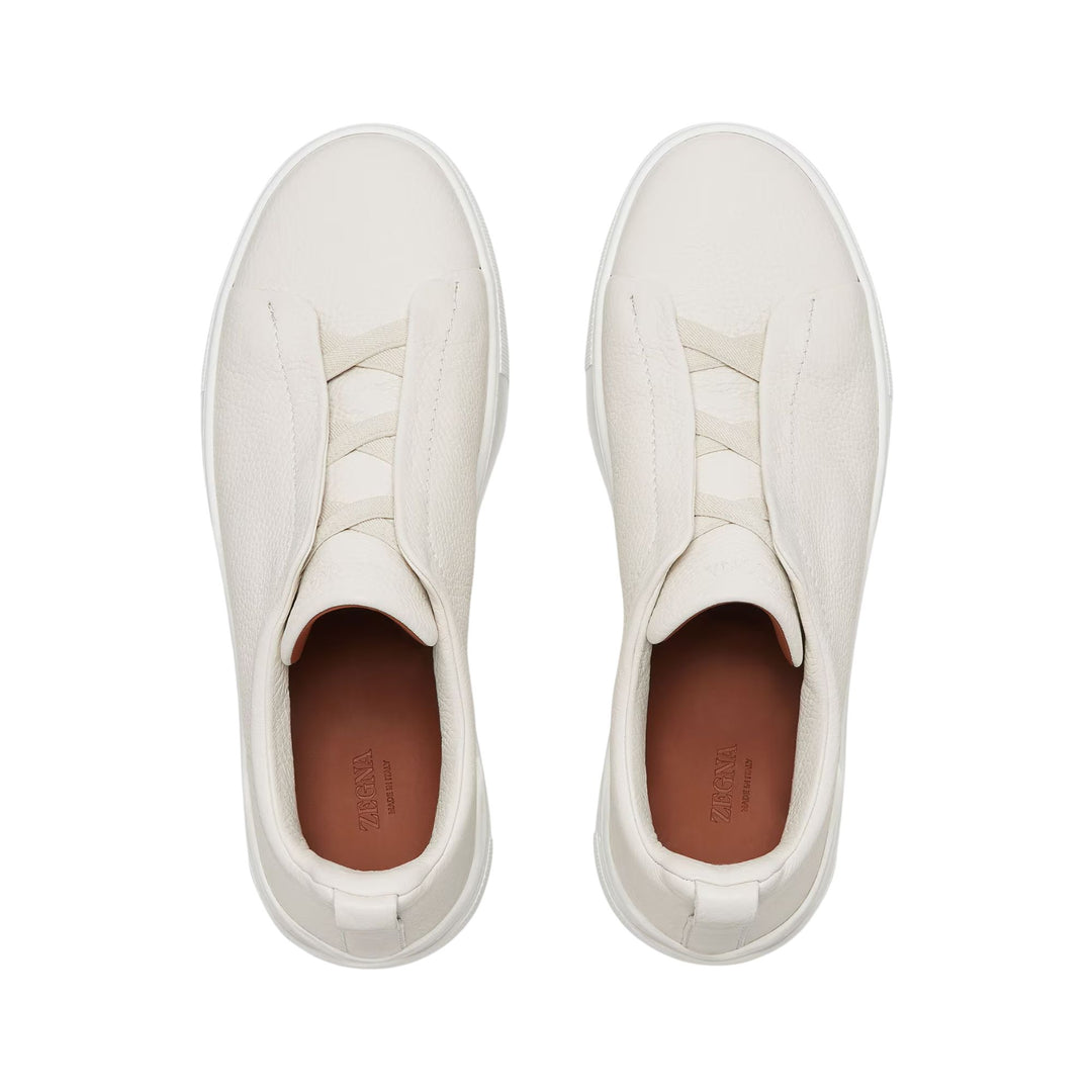 Triple Stitch Low Top Sneaker - White Deerskin