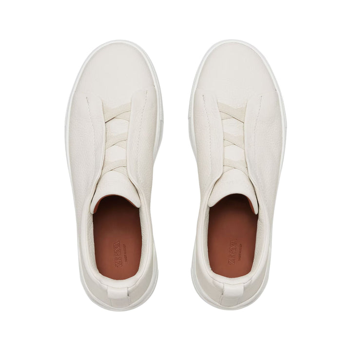 Triple Stitch Low Top Sneaker - White Deerskin